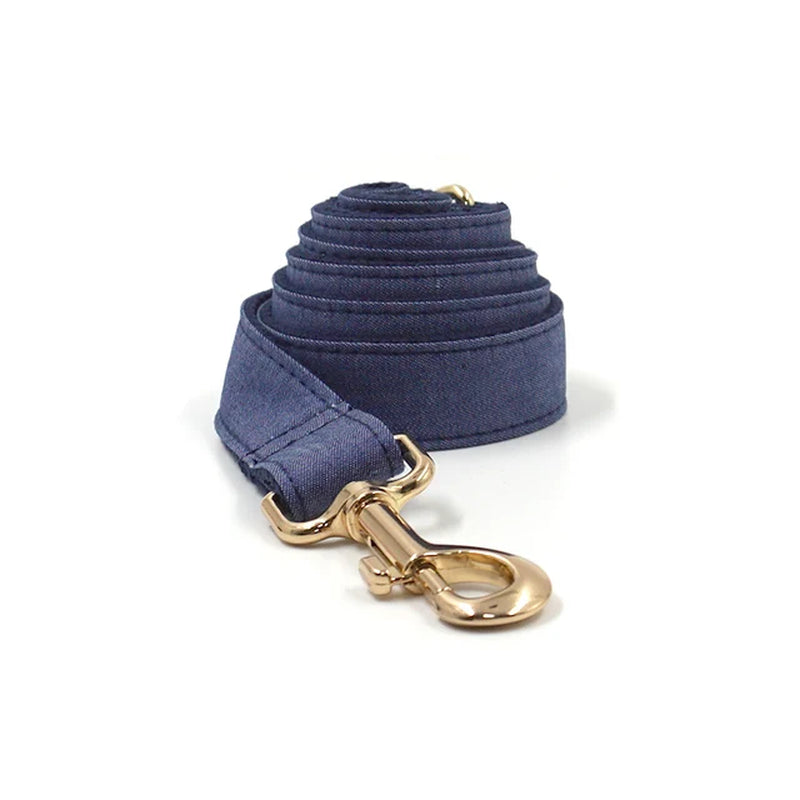 Dark Blue Denim Dog Harness for Medium Dogs No Pull Durable Heavy Duty Dog Collar with Walking Lead Fully Adjustable Pet Harness